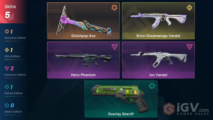 NA | 5 Skins | Platinum | Glitchpop Axe | Helix Phantom | Evori Dreamwings Vandal | Level 54 | Full Access | Instant Delivery | Full Details 