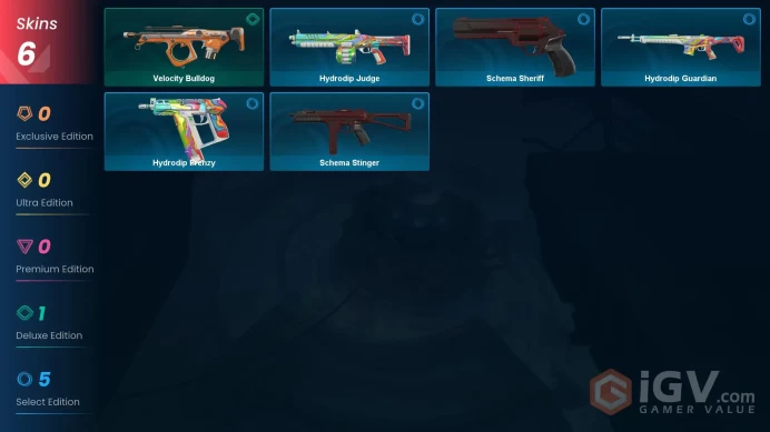 NA | 6 Skins | Silver 2 | Level 22 | Value VP 1000 | Schema Stinger | Hydrodip Frenzy | Schema Sheriff | Battlepasses 1 | Buddies 15 | Full Deta