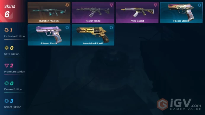 NA | 6 Skins | Platinum | Reaver Vandal | Prime Vandal | Ruination Phantom | Buddies 64 | Level 88 | Full Access | Instant Delivery | Full Detai