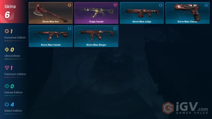 NA | 6 Skins | Silver | VP Value 7025 | Storm Maw Bundle | Origin Vandal | Level 40 | 8 Agents | Full Access | Instant Delivery | Full Details B