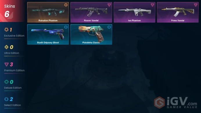 NA | 6 Skins | Gold | VP Value 7500 | Ruination Phantom | Reaver Vandal | Ion Phantom | Level 94 | 13 Agents | Full Access | Full Details Below!