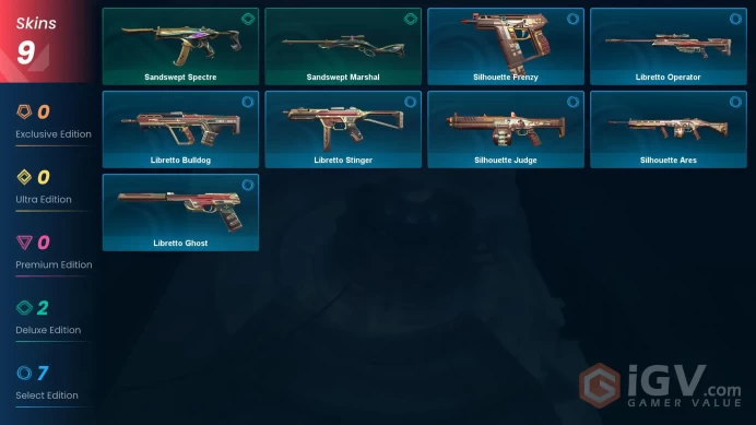 NA | 9 Skins | Silver | VP Value 1000 | Sandswept Marshal | Sandswept Spectre | Level 39 | 1 Battlepass |