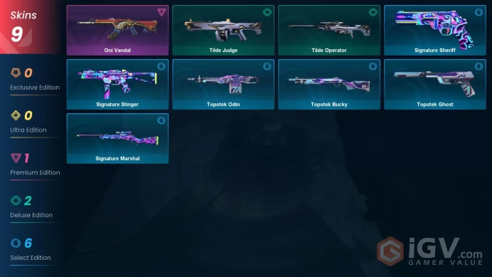 NA | 9 Skins | Silver 3 | Level 34 | Value VP 2775 | Oni Vandal | Topotek Bucky | Topotek Odin | Battlepasses 1 | Buddies 28 |