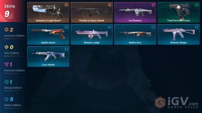 NA | 9 Skins | Level 25 | Prelude to Chaos Vandal | Sentinels of Light Sheriff | Ion Phantom | 1 Battle passes Purchase | 