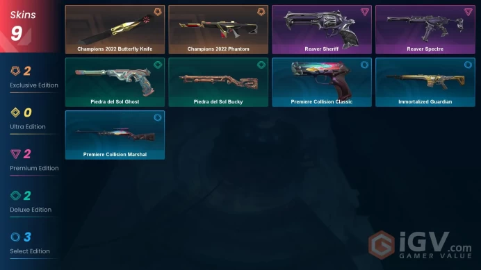 NA | 9 Skins | Gold | Level 26 | VP 12575 | 16 Buddies | Champions 2022 Bundle | Reaver Sheriff |1 Battlepasses | 