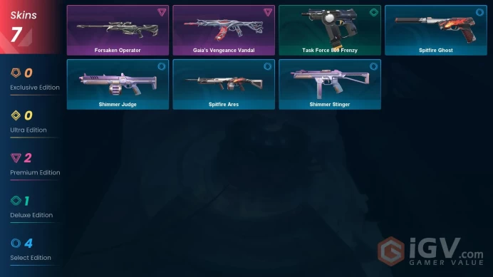 NA | 7 Skins | Platinum | Level 32 | Forsaken Operator | Gaia's Vengeance Vandal | 1 Battlepasses | Full Access | Full Access | Full Details Bel