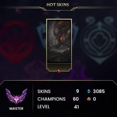 EUW MASTER %60WR / +25, -17LP GAIN / 60 CHAMP / 9 GOOD SKINS / 3K BE / HONOR 5 / HANDMADE / SAFETY / FULL ACCES / LIFETIME WARRANTY / CHEAP