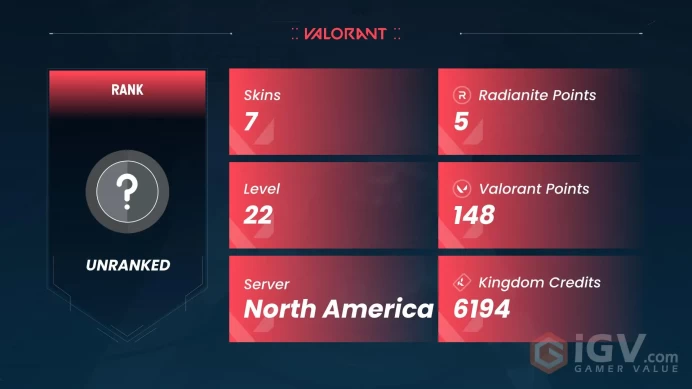 NA | 7 Skins | Bronze | Prosperity | Overdrive Vandal | Singularity Sheriff | Level 22 | Buddies 8 | Full Access | Instant Delivery | Full Detai