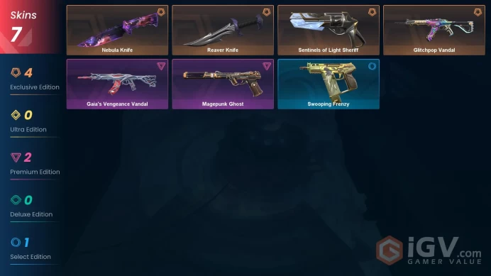 NA | 7 Skins | Gold | Reaver Knife | Nebula Knife | Glitchpop Vandal | Level 58 | 10 Agents | Full Access | Instant Delivery | Full Details Belo