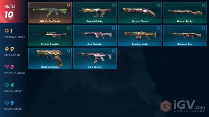 NA | 10 Skins | Platinum | Level 30 | VP Value 3175 | RGX 11z Pro Vandal | 1 Battlepasses | 