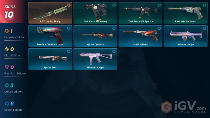 NA | 10 Skins | Silver | VP Value 6350 | RGX 11z Pro Firefly | Task Force 809 Spectre | Level 28 | 2 Battlepasses | 
