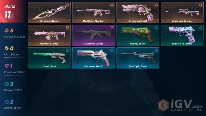 NA | 11 Skins | Ascendant | Mystbloom Bundle | Cryostasis Vandal | Overlay Sheriff | Agent 7 | Level 150 | Full Access | Full Details Below!