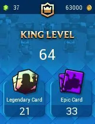 Level 64/58 card max(14 elite)5 card 16/71 emote/5 skin towers/63 k cup/10.700 cup/Lifetime warranty(C2144)