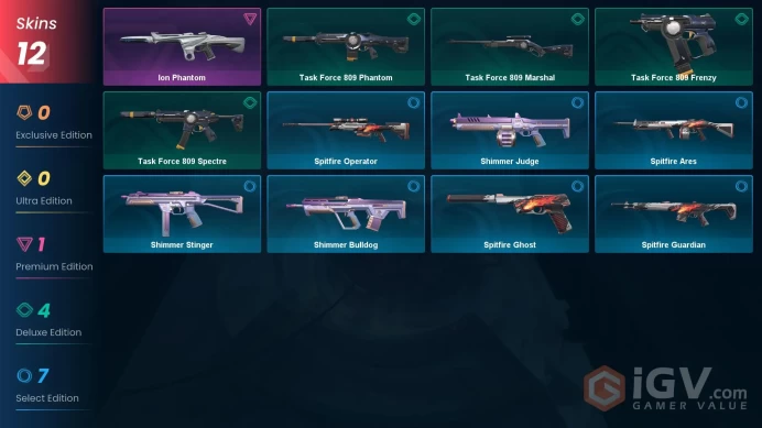 NA | 12 Skins | Gold | Level 29 | VP Value 2775 | Ion Phantom | Battlepasses 1 | Full Access | Instant Delivery | Full Details Below