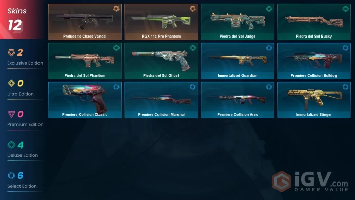 NA | 12 Skins | Platinum | VP Value 5350 | Prelude to Chaos Vandal | RGX Phantom | Level 45 | 1 Battlepass | Full Access | Full Details Below