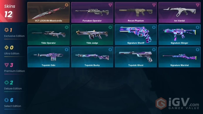NA | 12 Skins | VP Value 11675 | VCT Misericórdia | Recon Phantom | Forsaken Operator | Level 33 | 1 Battlepass | Full Access | Full Details 