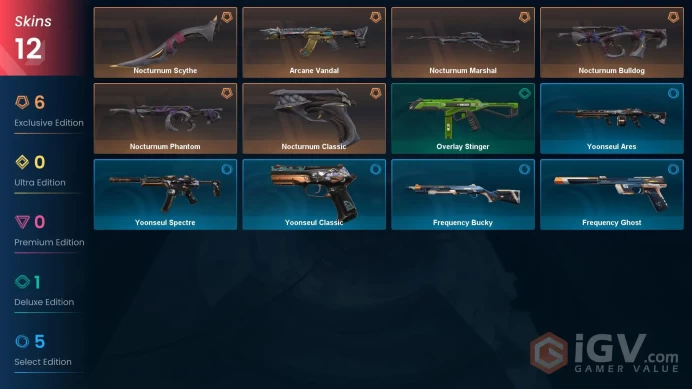 NA | 12 Skins | Iron | Level 43 | Nocturnum Bundle | 1 Battlepasses | Arcane Vandal | Full Access |