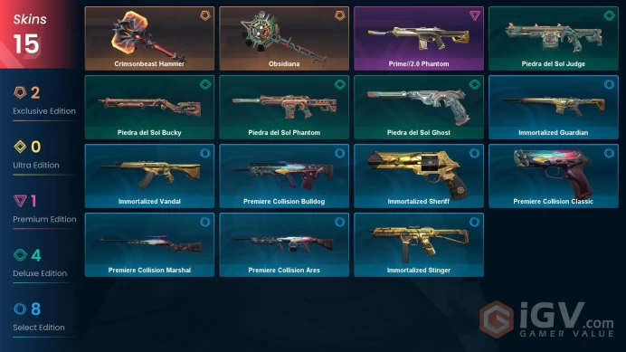NA | 15 Skins | Platinum 1 | Level 29 | Crimsonbeast Hammer | Prime//2.0 Phantom | Obsidiana | 1 Battle passes | Full Details Below!