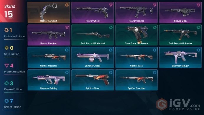 NA | 15 Skins | Platinum | 1 Battlepasses | Reaver Bundle | Spitfire Ghost | Buddies 22 | Level 27 | Full Access | Full Details Below!