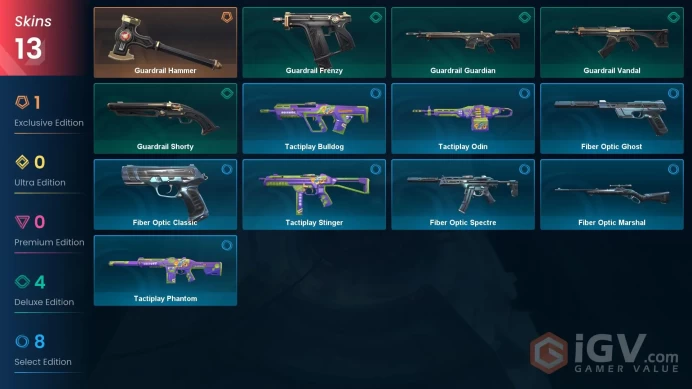 NA | 13 Skins | Silver 3 | Level 44 | Value VP 1000 | Guardrail Vandal | Tactiplay Phantom | Tactiplay Odin | Battlepasses 1 | Buddies 42 | 