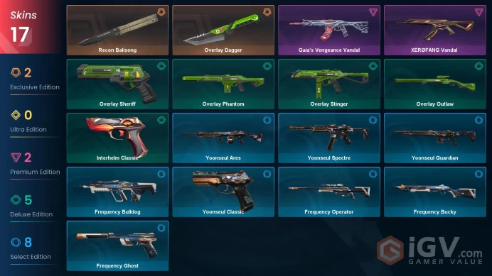 EU [ 17 TOP SKINS + 2 KNIFE ] Recon Balisong + Gaia's Vengeance Vandal + XEROFANG Vandal + Overlay Phantom / full acces