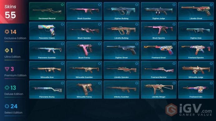 EU/TUR 43975 VP Ignite Fan Champions 2023 Vandal Neo Frontier Sheriff Gaia's Vengeance Vandal Reaver Karambit Recon Phantom RGX 11z Pro Blade
