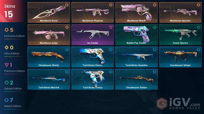 NA | 15 Skins | Gold | 1 Battlepasses | Mystbloom Bundle | Ion Vandal | Agent 11 | Level 42 | Buddies 44 | Full Access | Full Details Below!