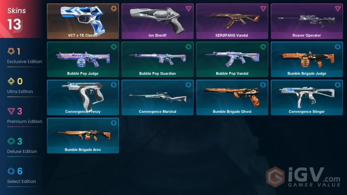 NA | 13 skins | Diamond 1 | Level 45 | VCT x TE Classic | Reaver Operator | XERØFANG Vandal | 1 Battlepasses Purchase | Buddies 44 |