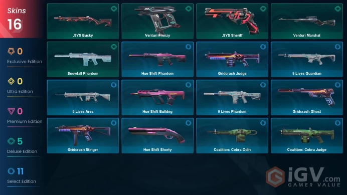 NA | 16 Skins | Silver | VP Value 3275 | Snowfall Phantom | Venturi Frenzy | .SYS Sheriff | 2 Battlepasses | Full Access | Full Details Below!