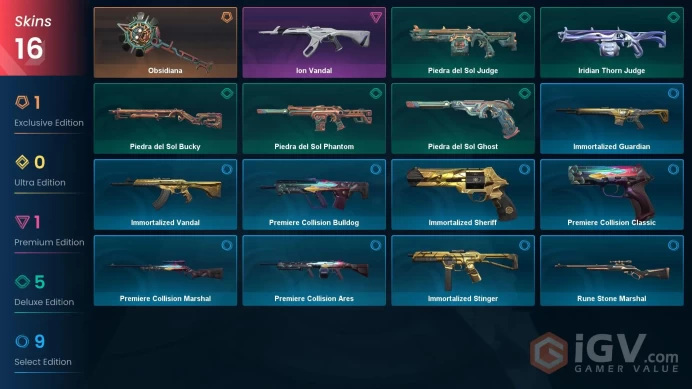 NA | 16 Skins | Platinum | 2 Battlepasses | Ion Vandal | Piedra del Sol Ghost | Buddies 44 | Level 41 | Full Access | Full Details Below!