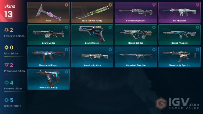 NA | 13 Skins | Platinum | 1 Battlepasses | RGX 11z Pro Firefly | Hack | Forsaken Operator | Ion Phantom | Level 29 | 
