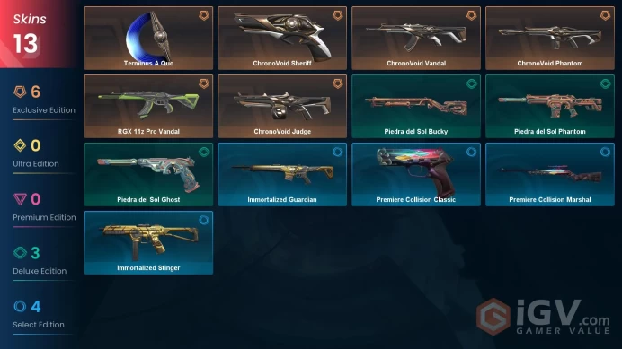 NA | 13 Skins | ChronoVoid Bundle | Silver 2 | Level 23 | RGX 11z Pro Vandal | Immortalized Stinger | Battlepasses 2 | Buddies 16 |