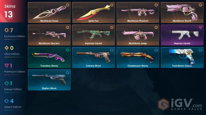 NA | 13 Skins | Ascendant 2 | Level 87 | Ignite Fan | Mystbloom Bundle | Neptune Vandal | 1 Battlepasses Purchase | 