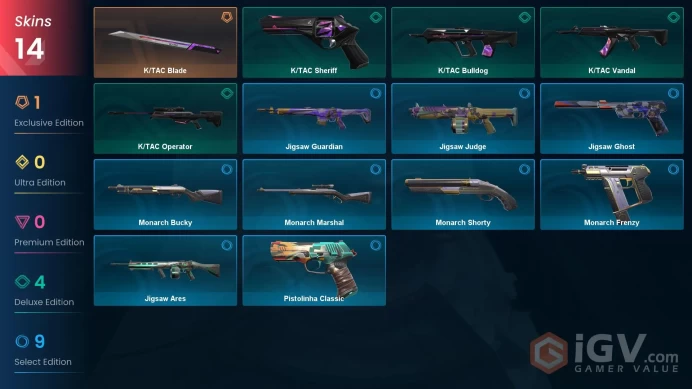 NA | 14 Skins | Platinum | 1 Battlepasses | K/TAC Operator | K/TAC Vandal | Jigsaw Ghost | Agent 9 | Buddies 71 | Level 67 | 