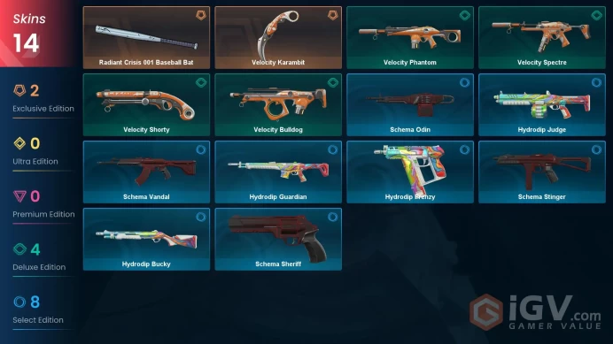 NA | 14 Skins | Platinum | Level 39 | 39 Buddies | Radiant Crisis 001 Baseball Bat | Battlepasses 1 | 