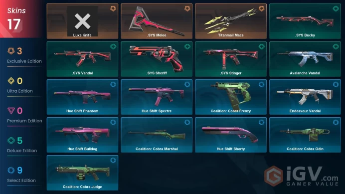 NA | 17 Skins | Gold | 1 Battlepasses | Titanmail Mace | Luxe Knife | Endeavour Vandal | Agent 4 | Full Access | Full Details Below!
