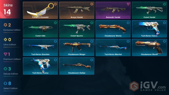 NA | 14 skins | Diamond 3 | Level 33 | Prime//2.0 Karambit | Araxys Vandal | Aemondir Vandal | 1 Battlepasses Purchase | Full Details Below!