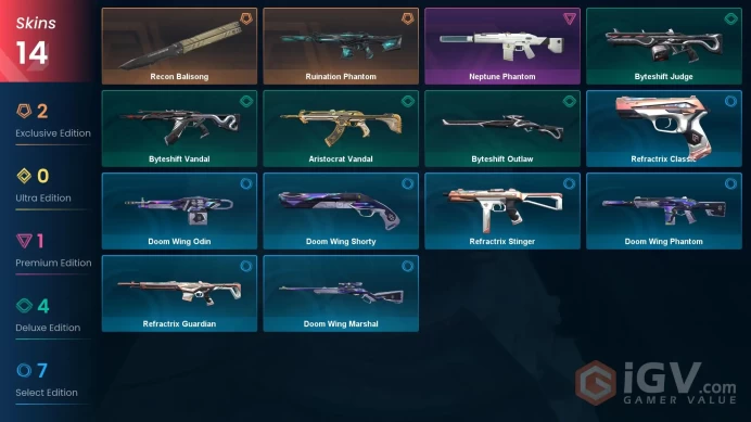 NA | 14 Skins | Level 27| Recon Balisong | Ruination Phantom | Neptune Phantom | 1 Battle passes Purchase | Full Access | Full Details Below!