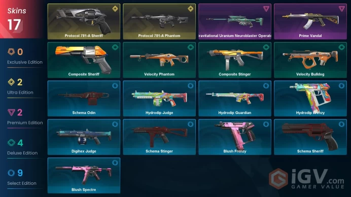 NA | 17 Skins | Platinum | Protocol 781-A Phantom | Protocol 781-A Sheriff | Prime Vandal | 2 Battle passes | Full Access | Full Details Below!