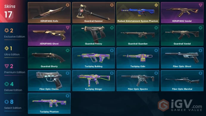NA | 17 Skins | Gold | XERØFANG Knife | Radiant Entertainment System Phantom | Level 49 | 1 Battle pass | Full Access | Full Details Below!