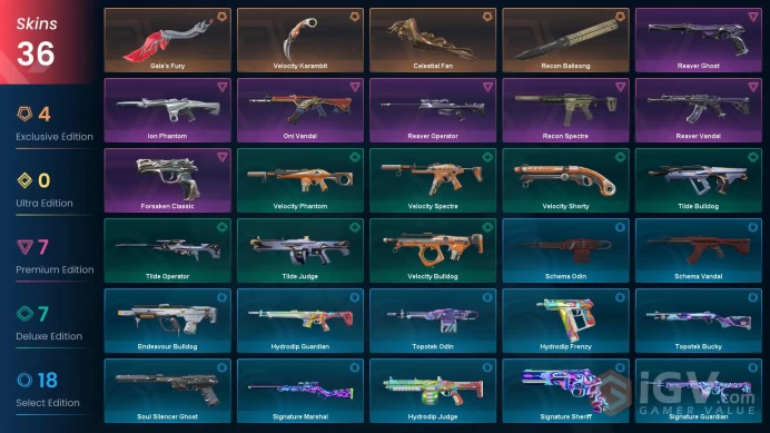 EU/TR - Celestial Fan-Recon Balisong-Gaia's Fury-Reaver Vandal-Oni Vandal-Ion Phantom-Recon Spectre-Reaver Ghost-Velocity Karambit / Full Access