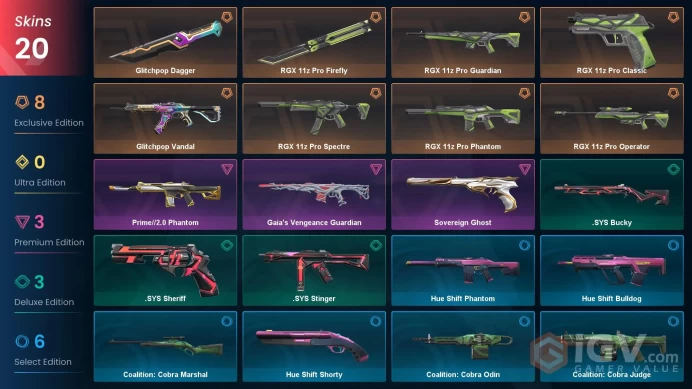 NA | 20 Skins | RGX 11z Pro Bundle | Glitchpop Bundle | Silver 3 | Value VP 28075 | Prime//2.0 Phantom | Battlepasses 1 | Full Details Below!