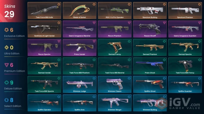 NA | 29 Skins | Sarmad Bundle | Silver 2 | Value VP 30275 | Spectrum Bulldog | RGX 11z Pro Operator | Battlepasses 1 | Buddies 26 |