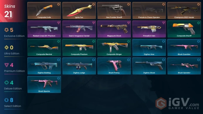 NA | 21 Skins | Gold | Champions 2023 Vandal | Ignite Fan | Gaia's Vengeance Vandal | Agent 15 | Full Access | Full Details Below!