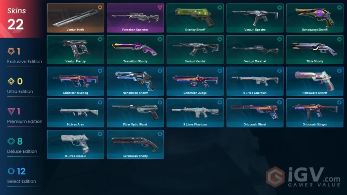 NA | 22 Skins | Silver 2 | Level 187 | Forsaken Operator | Gridcrash Judge | Fiber Optic Ghost | Battlepasses 1 | Full Details Below!