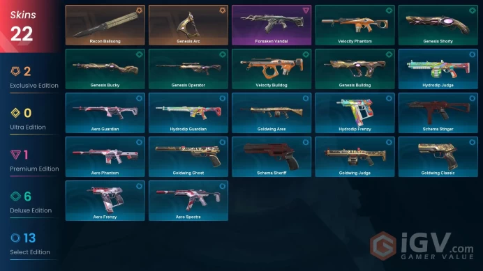 NA | 22 Skins | Silver | VP Value 7325 | Recon Balisong | Genesis Arc | Forsaken Vandal | 2 Battlepasses | Full Access | Full Details Below!