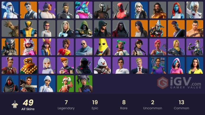 [PC] 49 skins | Gold Midas | Menace | Gear Specialist Maya | Eternal Knight | Predator | Vi | Fade | Mandalorian | Tony Stark | Thor | 600 VB