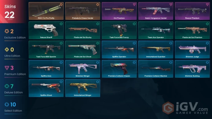NA | 22 Skins | Silver 3 | Level 30 | Value VP 16400 | RGX 11z Pro Firefly | Oni Phantom | Reaver Phantom | Battlepasses 2 | Full Details Below!
