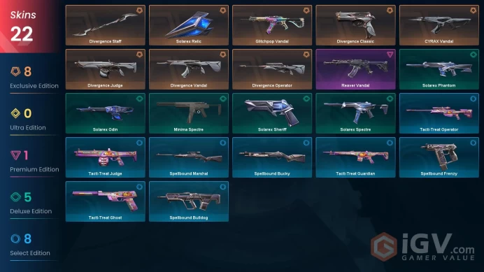 NA | 22 Skins | Bronze | Battlepasses 1 | Divergence Bundle | Glitchpop Vandal | CYRAX Vandal | Full Access | Full Details Below!