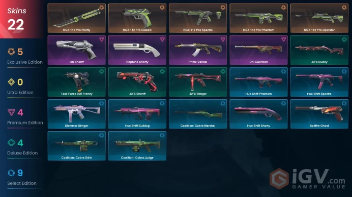 NA | 22 skins | RGX 11z Pro Bundle | 2 Battlepass | Gold 2 | Level 37 | RGX 11z Pro Firefly | Oni Guardian| Prime Vandal |Full Details Below!